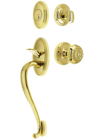 Georgetown Entry Handle Set in PVD Finish with Parthenon Knob and